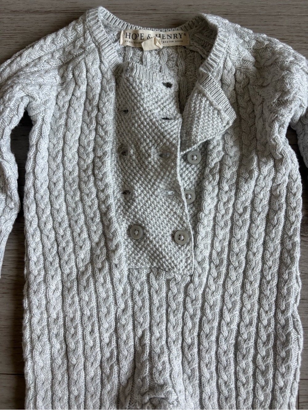 Hope & Henry cable knit sweater romper size 0-3 months - Picture 2 of 4